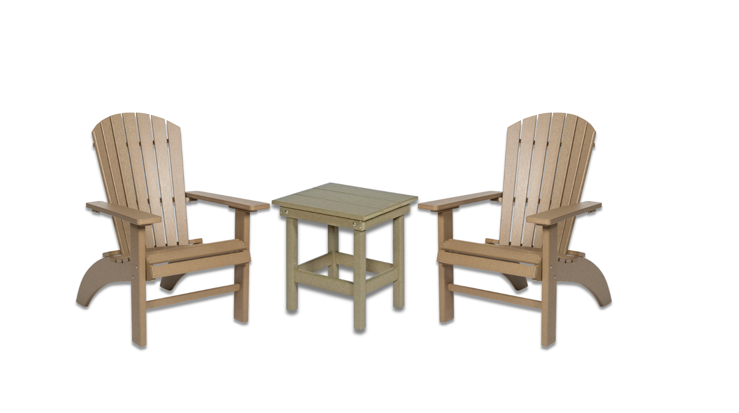 Outdoor Bundle | 3 Piece Deluxe Fanback Chair & Square Side Table Set