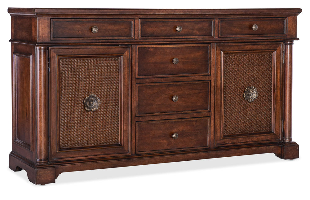 Charleston - Two Door-Six Drawer Buffet - Dark Brown