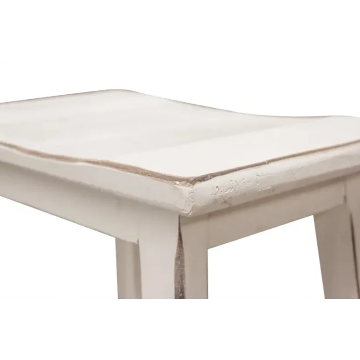 30” Saddle Barstool – Distressed White