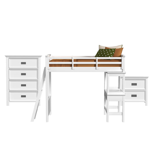 Hampton Kids - Loft With Ladder And Desk With Speaker Bedroom Set