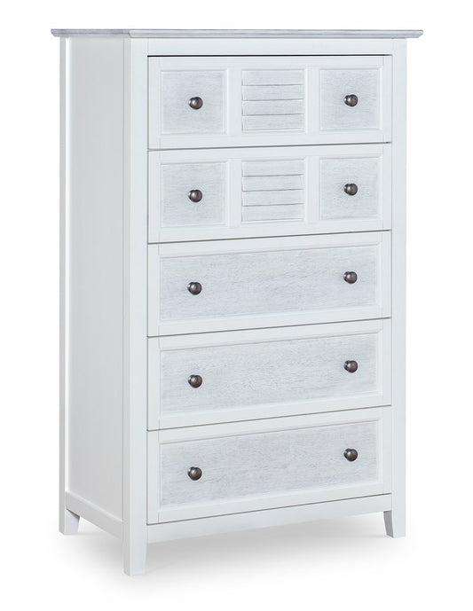 High Tide Bedroom | 5 Drawer Chest - Chalk & White