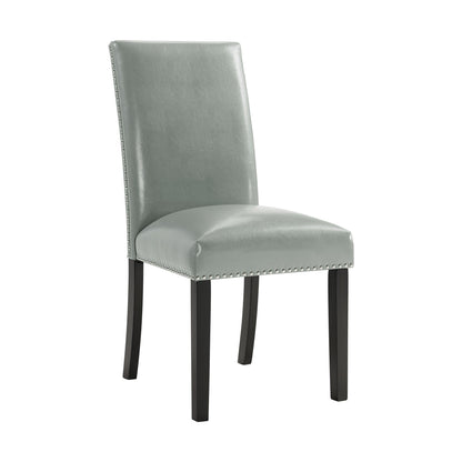 Francesca - Rectangular 5 Piece Gray PU Chairs Dining Set, Table & Four Chairs - Gray Marble