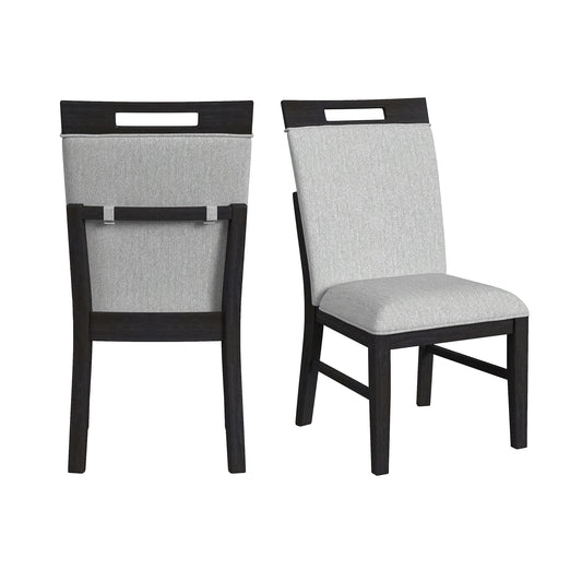 Transcend - Dining Side Chair With Fabric (Set of 2) - Charcoal And Light Gray