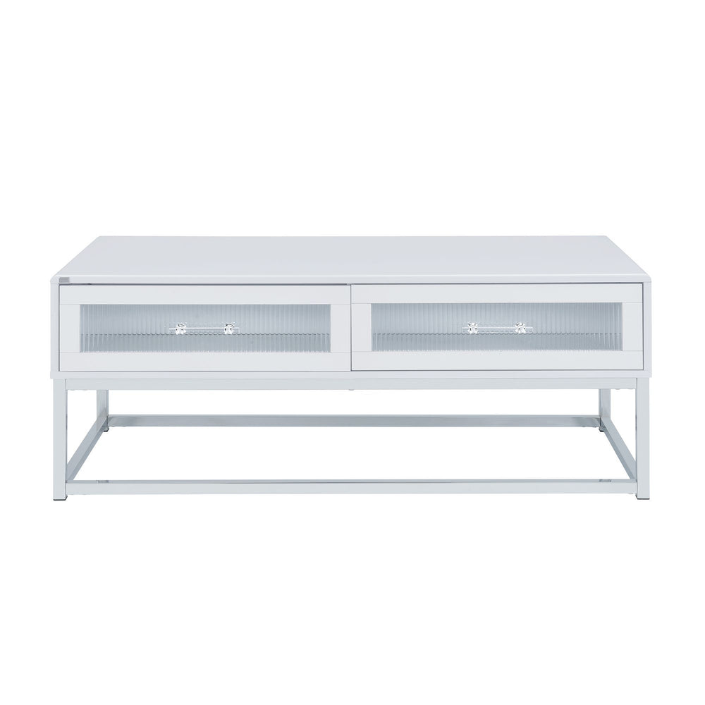 Chandra - Coffee Table With LED And Battery Pack - Glossy White