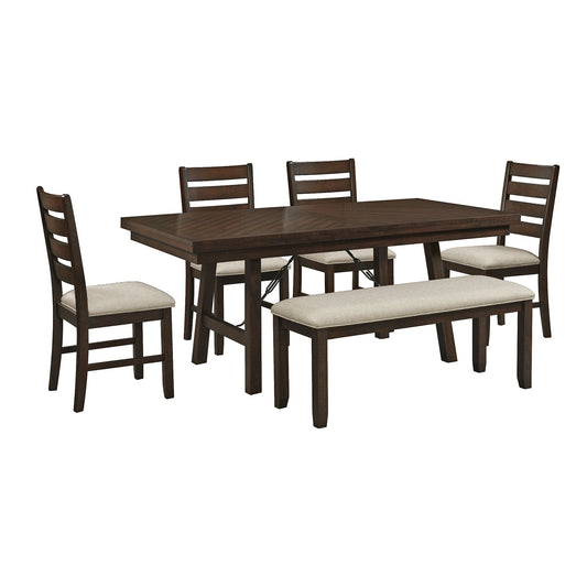 Jax - 6 Piece Dining Set (72" Table, Four Chairs And Bench) - Cherry
