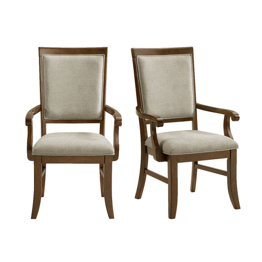 Phillipe - Dining Arm Chair With Fabric (Set of 2) - Cherry And Gray