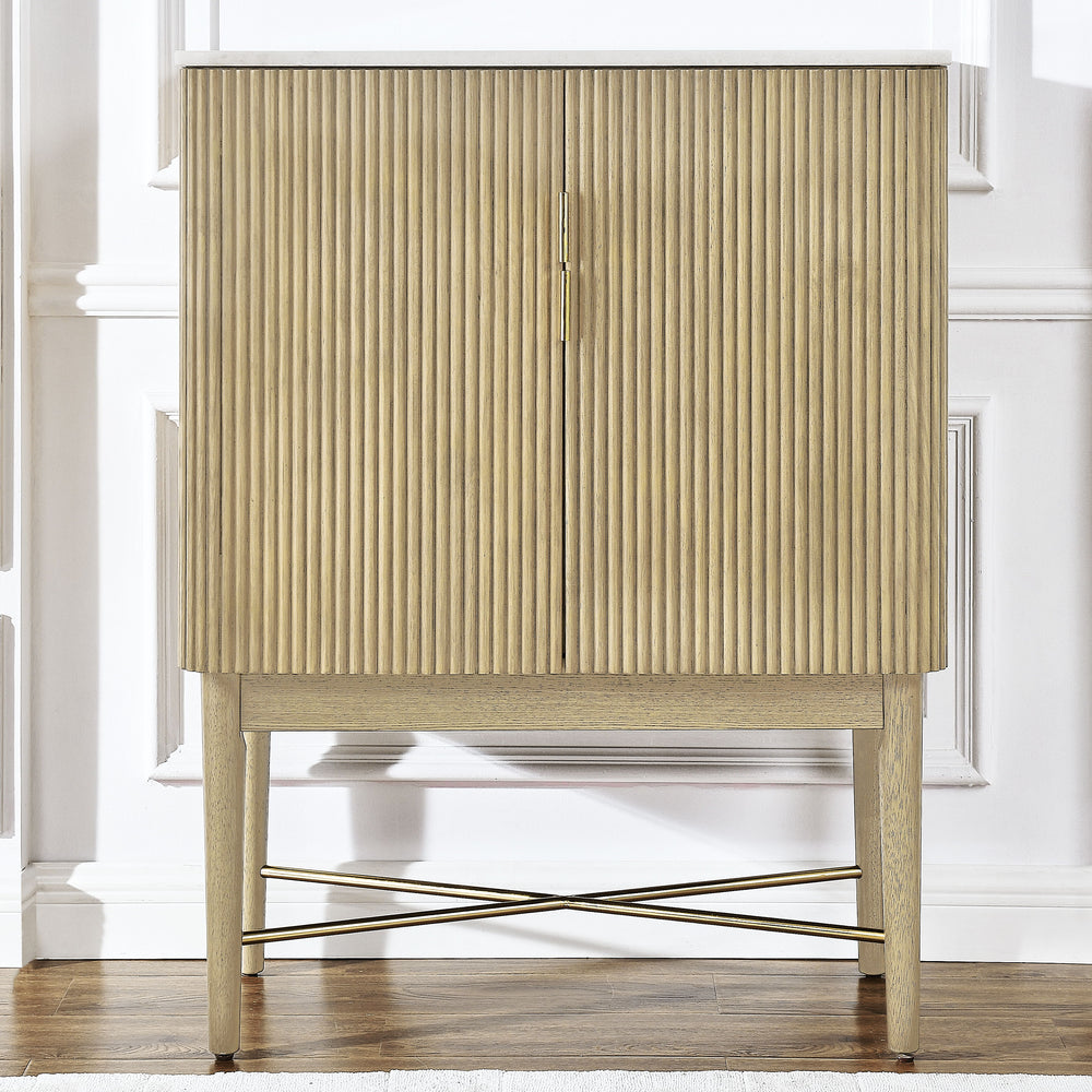 Vida - Marble Top Wine Cabinet - White