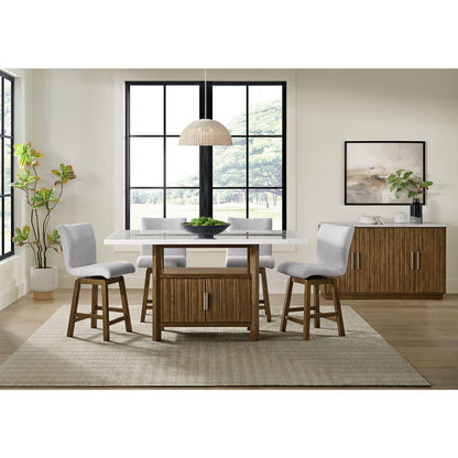 Carmela - Server With White Marble, Power And USBC - Brown
