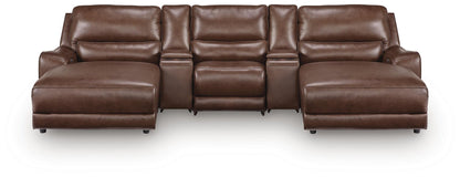 DeepWakes 5-Piece Reclining Sectional with Double Chaise and Storage Consoles
