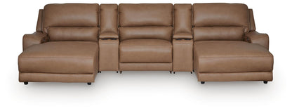 DeepWakes 5-Piece Reclining Sectional with Double Chaise and Storage Consoles