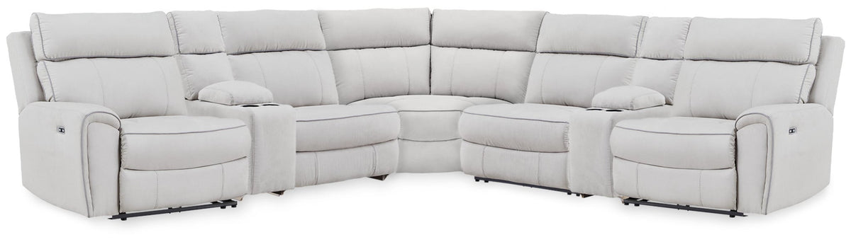 Social Pointe 7-Piece Reclining Sectional with Storage Consoles