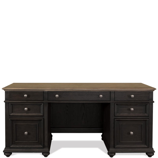 Regency - Credenza Desk - Antique Oak / Matte Black